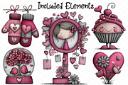 Whimsical Valentine Clipart, an Illustration by cherrydesign (Thumbnail 3 of 4)