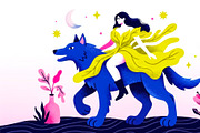 Mystical Wolf Rider Illustrations, a Person Illustration by StockVerse Creative (Thumbnail 4 of 4)