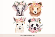 Animals in Floral Crowns Clipart, a Decorative Illustration by illuztrate (Thumbnail 5 of 9)