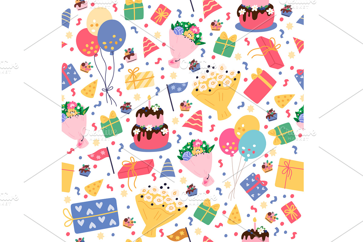 Birthday celebration seamless, an Illustration by Vectorbuum