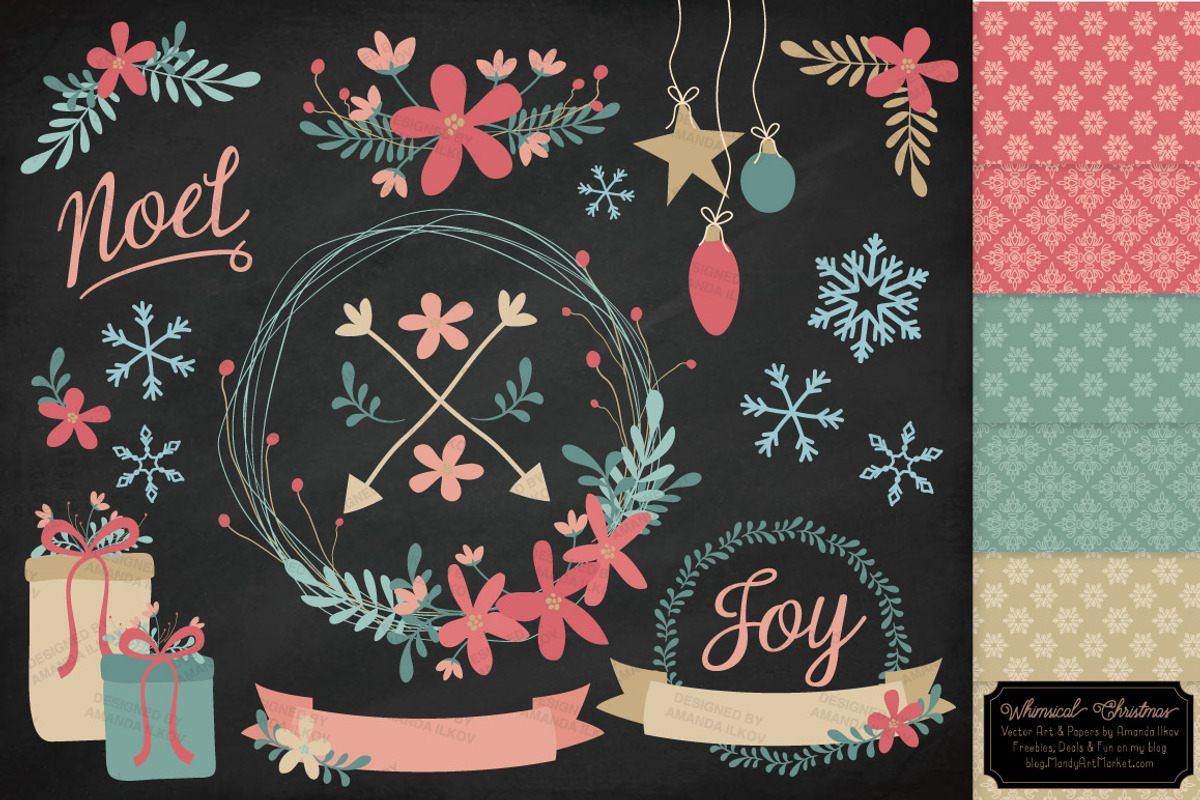 Soft Christmas Wreath Vectors, an Illustration by Amanda Ilkov (Photo 2 of 5)