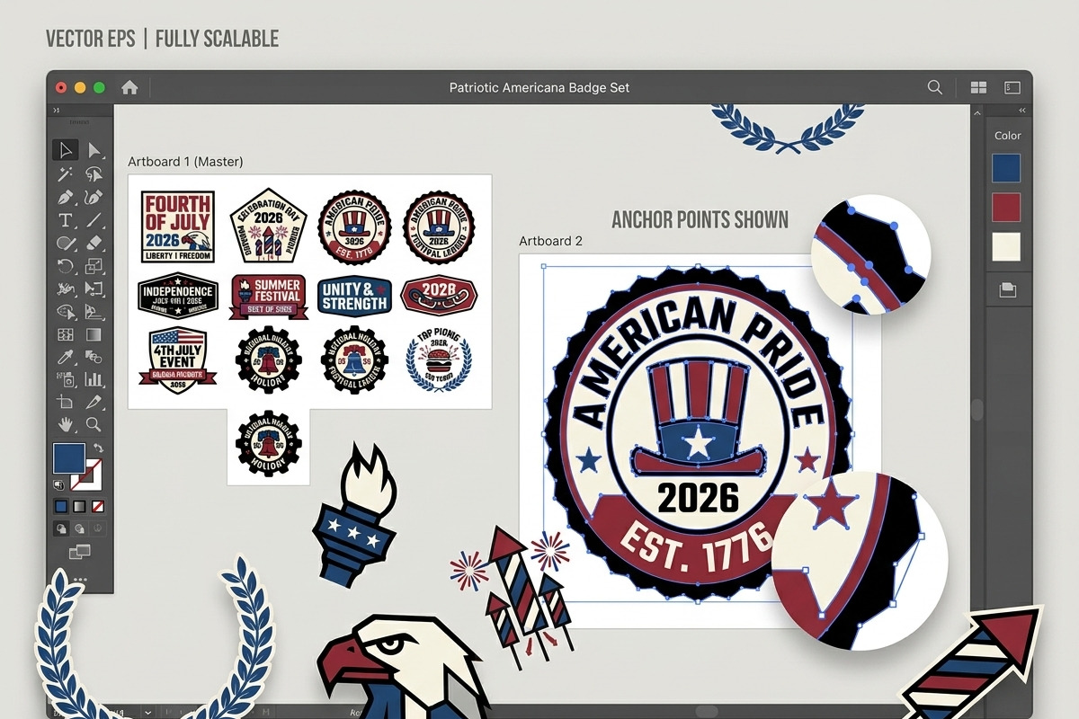 4th July 2026 Event Badge EPS Bundle, an Object Graphic by NH graphic (Photo 6 of 10)