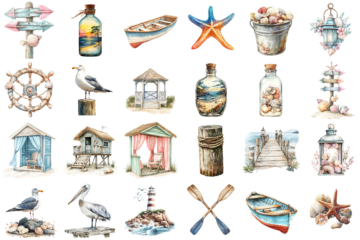 Nautical Beach Clipart Bundle, a Decorative Illustration by designcity5 (Photo 2 of 5)