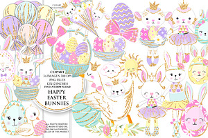 HAPPY EASTER BUNNIES Clipart