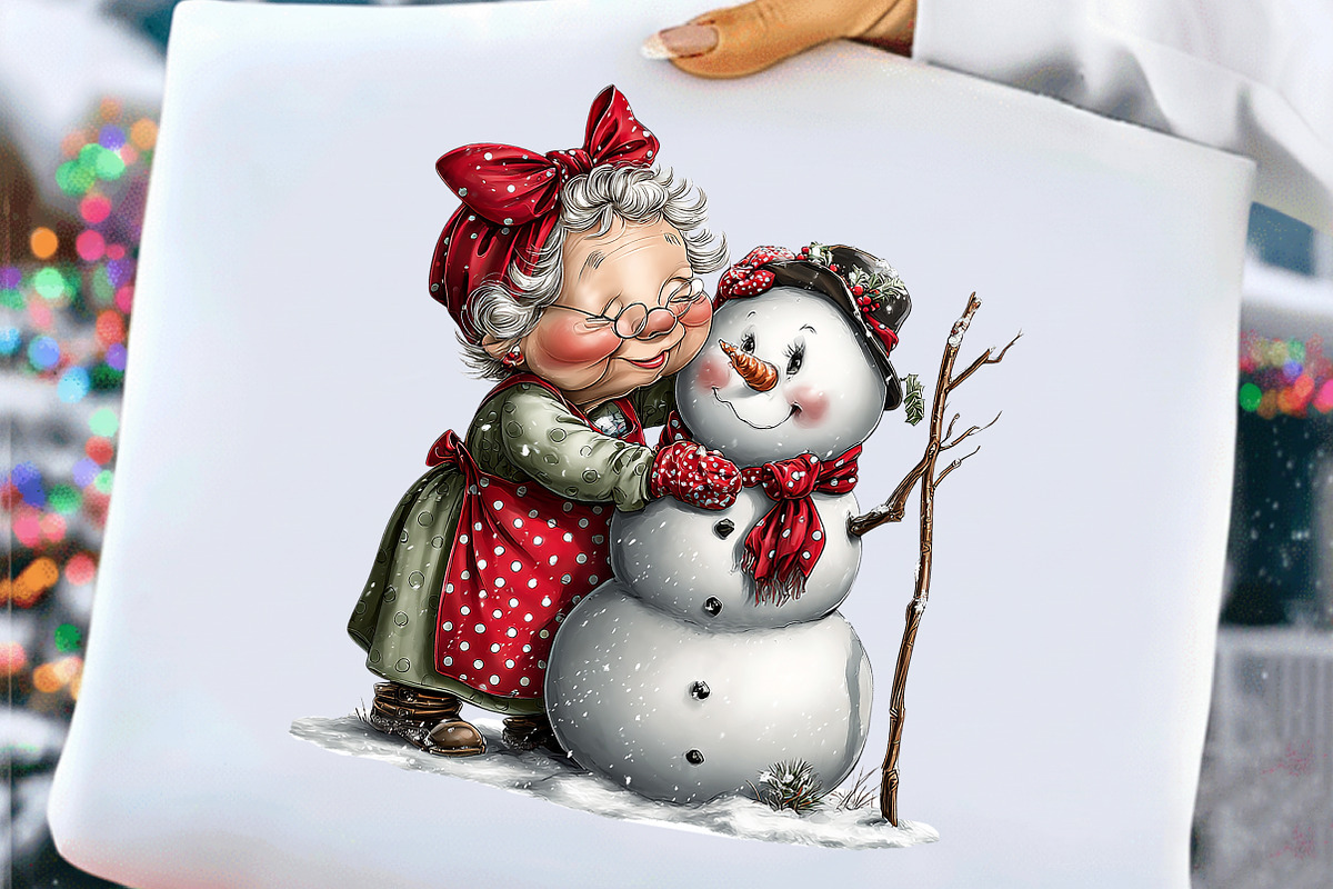 Christmas Grandma with Snowman, an Illustration by Craft Nest (Photo 6 of 9)