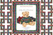Teddy Bear Christmas Clipart, a Seasonal Illustration by LABFcreations (Thumbnail 1 of 4)