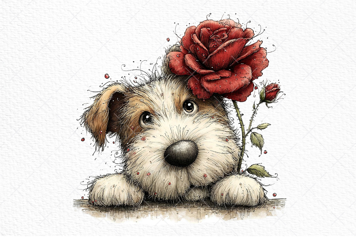 Funny Valentine Peeking Dog Clipart, an Illustration by Craft Nest (Photo 9 of 11)