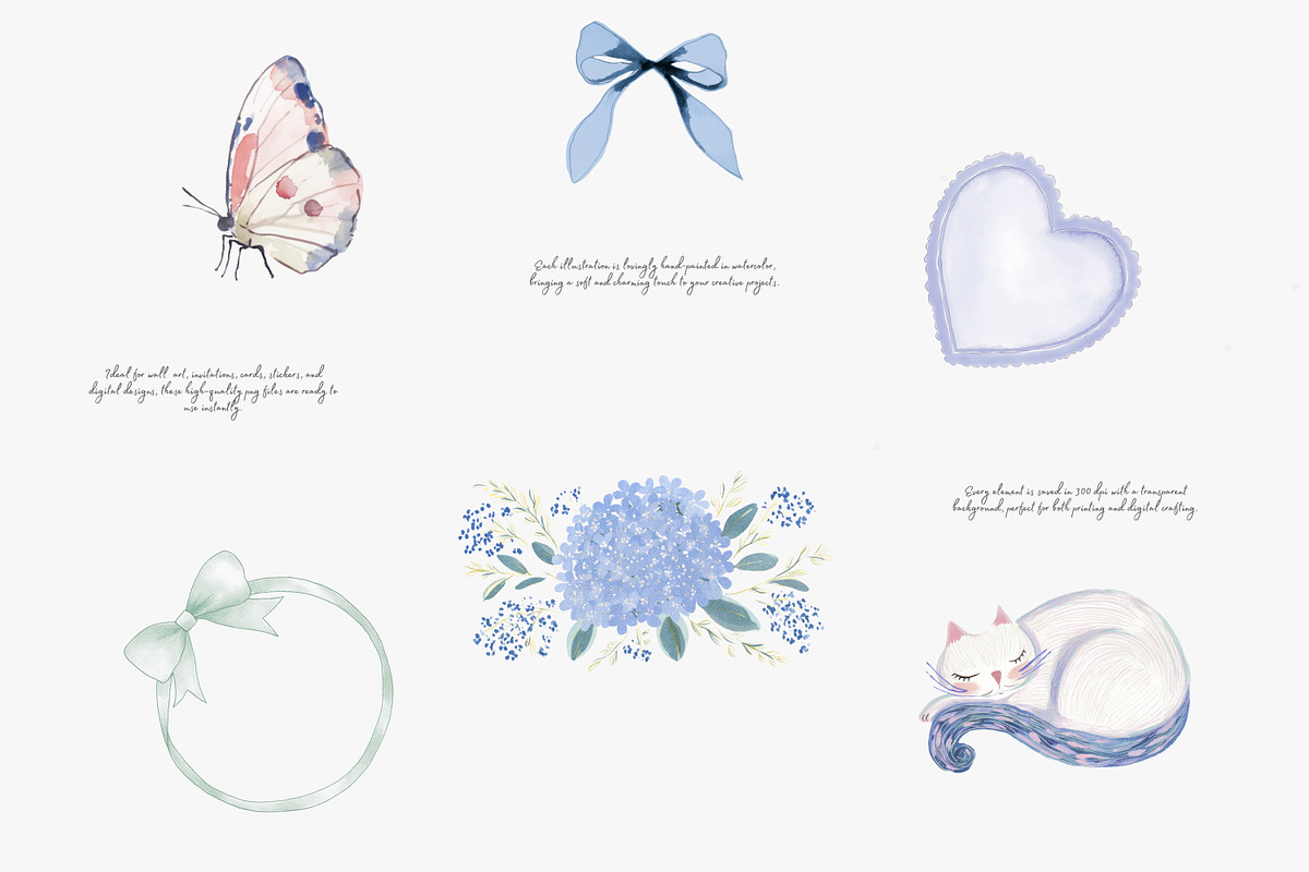 whimsical watercolor clipart set, a Decorative Illustration by Patishop Art (Photo 4 of 10)