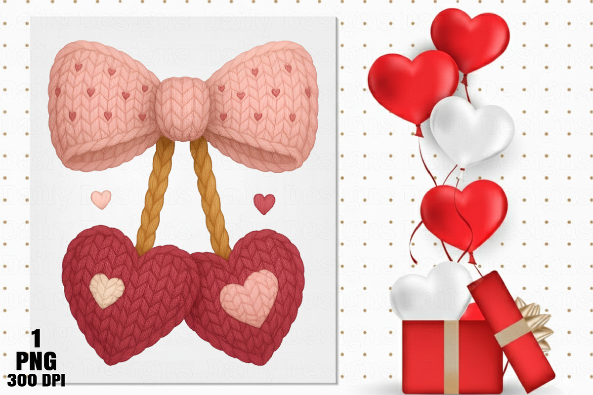 Crochet Valentine Cherry PNG, an Illustration by Daily.Designs (Photo 3 of 5)