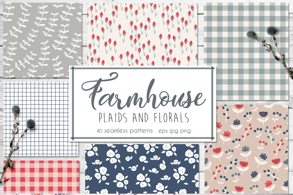 Farmhouse plaids and florals, a Pattern Graphic by Cozy pattern shop (Photo 1 of 9)