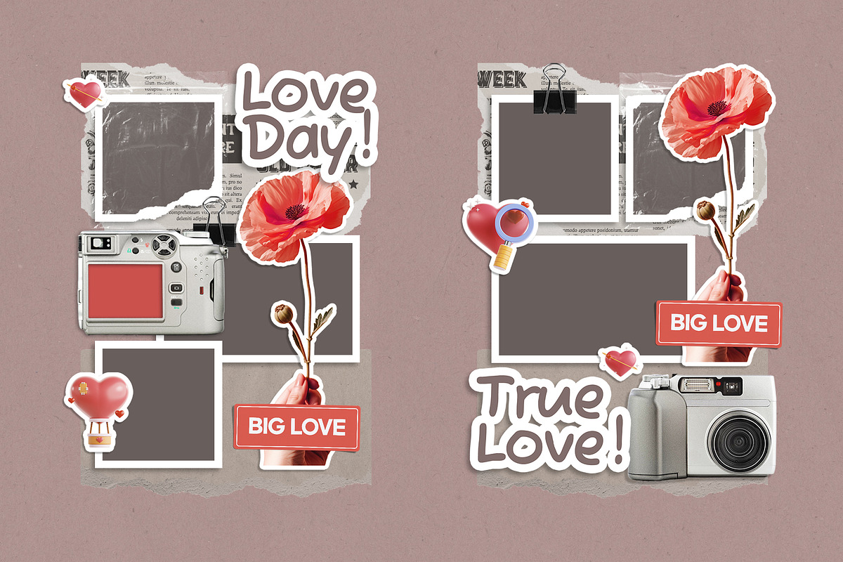 Love - Scrapbook Layout & Elements, an Object Graphic by Ghurafa Studio (Photo 2 of 3)