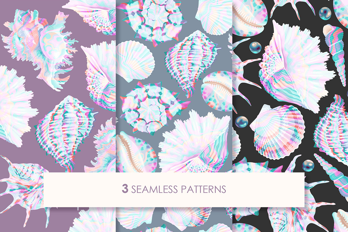 Pearly Shells Patterns, a Pattern Graphic by GreyLilac (Photo 2 of 9)