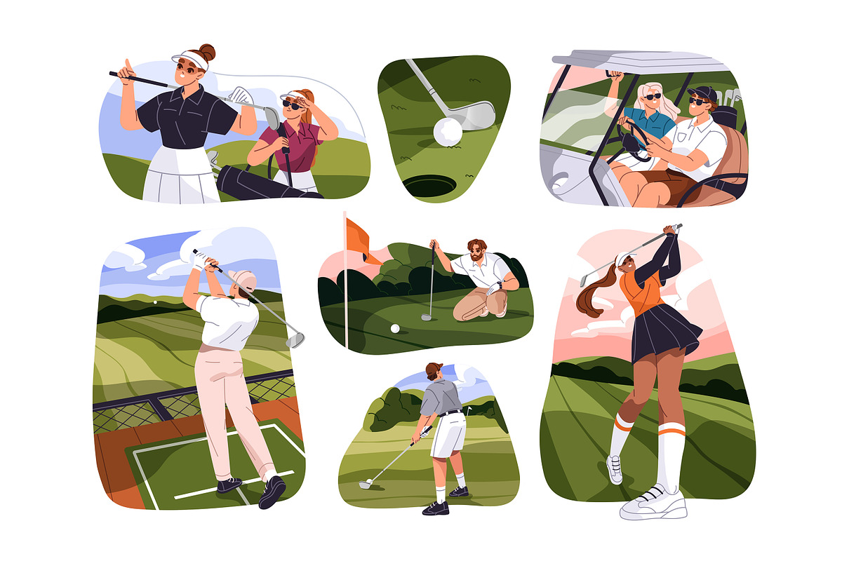 People play golf, golfers set, a Sport Illustration by PaperTrident (Photo 1 of 8)