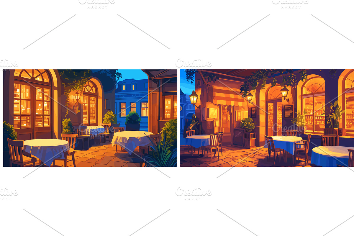 summer veranda restaurant cartoon, an Object Illustration by Stock-Smart-Start