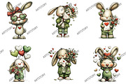 Valentine's Whimsical Bunny Clipart, an Illustration by designcity5 (Thumbnail 2 of 5)