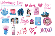 Valentine's watercolor illustrations, a Seasonal Illustration by Winged Graphics (Thumbnail 4 of 4)