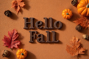 Wooden letters spell autumn greeting, a Photo by Pavel_design