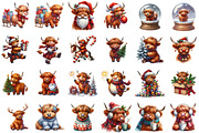Christmas Highland Cow Clipart Bundl, an Illustration by Sublimation Artist (Thumbnail 2 of 6)