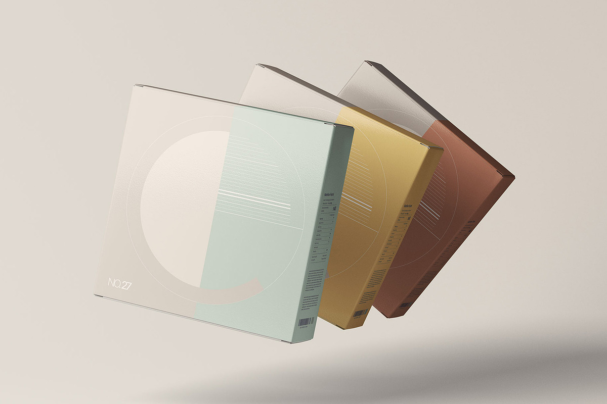 Floating Square Boxes Mockup, a Packaging Mockup by Graphic Pear