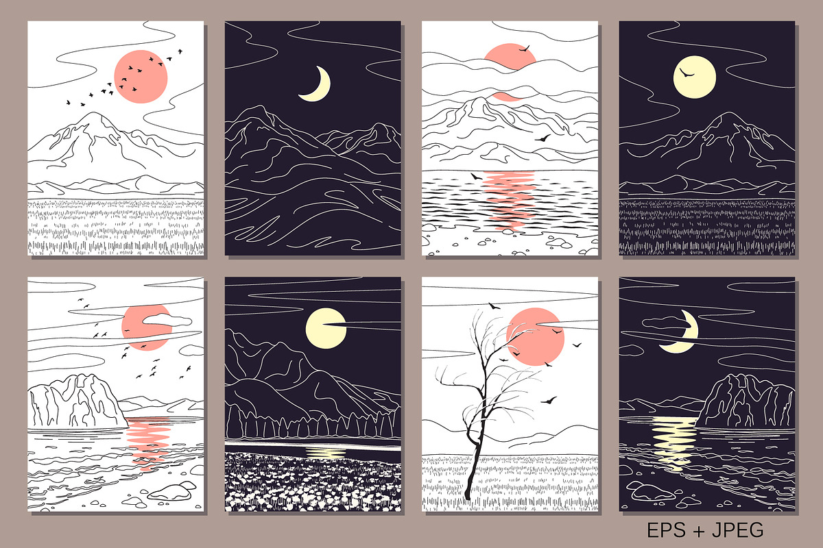 Mountains & Birds, a Decorative Illustration by Valentyna Smordova (Photo 5 of 8)