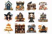 Watercolor Halloween Cottage Living, an Illustration by Design Market (Thumbnail 3 of 3)