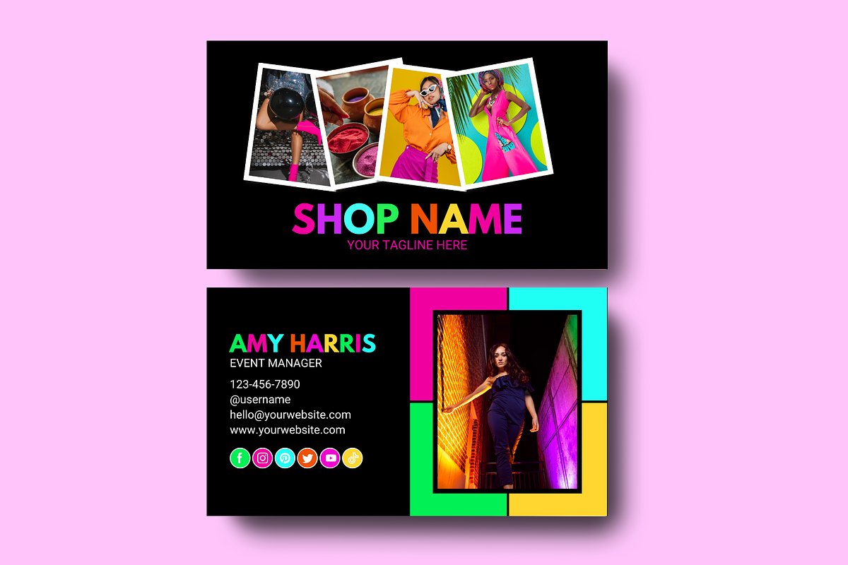 Neon Business Card Template, a Business Card Template by SunshineStudioBoutique (Photo 7 of 10)