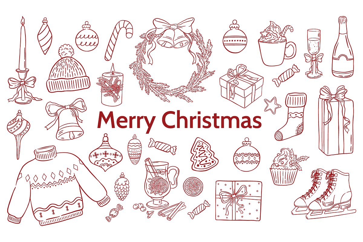 Merry Christmas Cozy Clipart, a Seasonal Illustration by Design House (Photo 1 of 3)