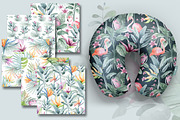 FLAMINGO & FLOWERS  tropical set, a Decorative Illustration by LenArt (Thumbnail 15 of 18)