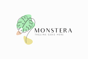 Logo Monstera Plant Leaf Linear, a Branding & Logo Template by Signatoro