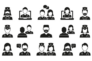 Doctors Silhouette Icon Set, a Healthcare Illustration by Vector Creator