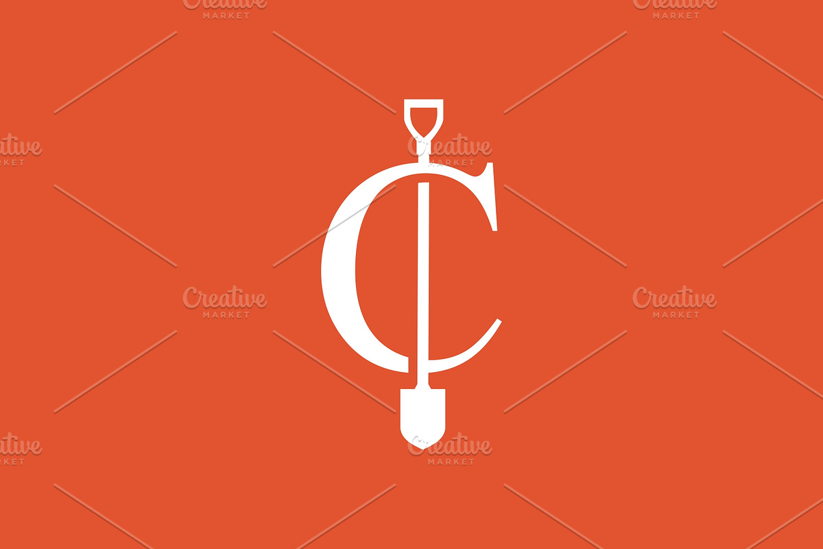 c letter shovel spade logo vector, a Branding & Logo Template by VASTARD STUDIO