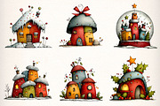 Whimsical Christmas House Clipart, an Illustration by Dream Creation (Thumbnail 4 of 7)