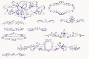 Plum Vintage Baroque Wedding Set, a Seasonal Illustration by AlenaVlasko stock Market (Thumbnail 8 of 8)