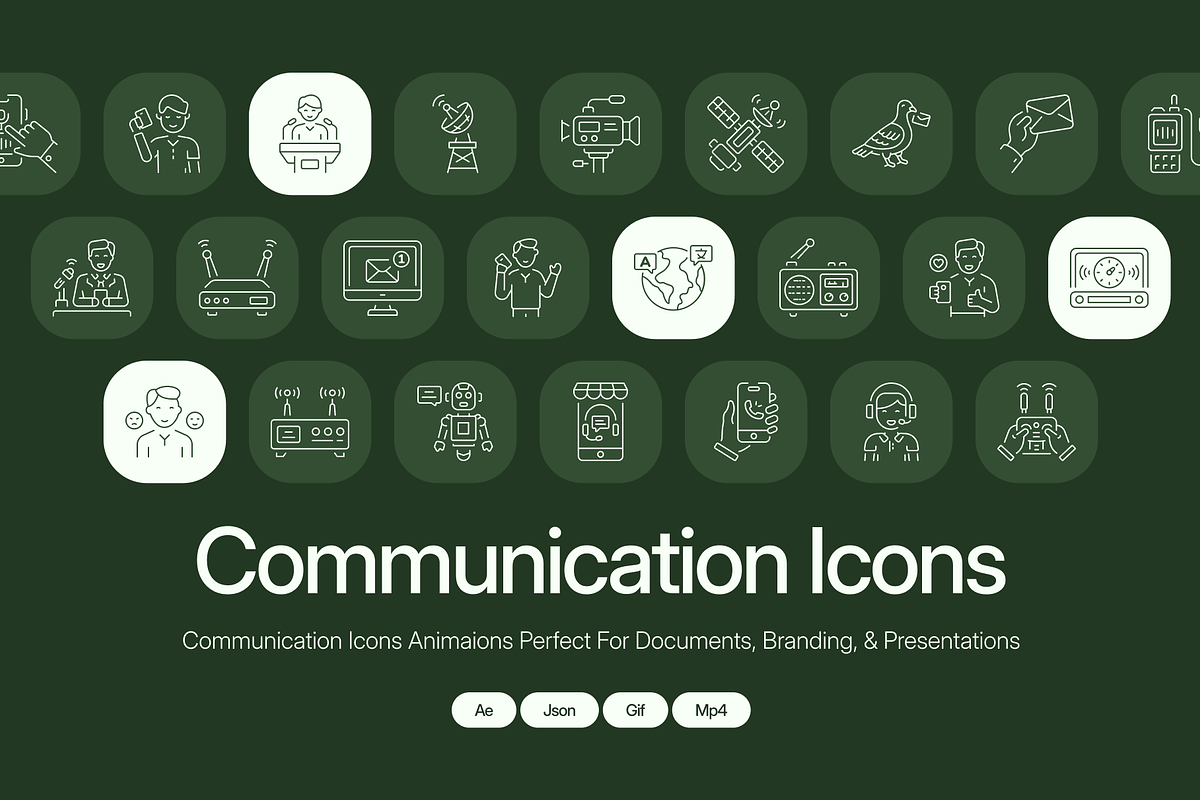 Animated Communication Icon Pack, an Outline Icon by Prosymbols (Photo 1 of 4)
