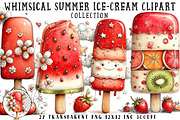 Whimsical Summer Ice-Cream Clipart, an Illustration by OK Design (Thumbnail 1 of 6)