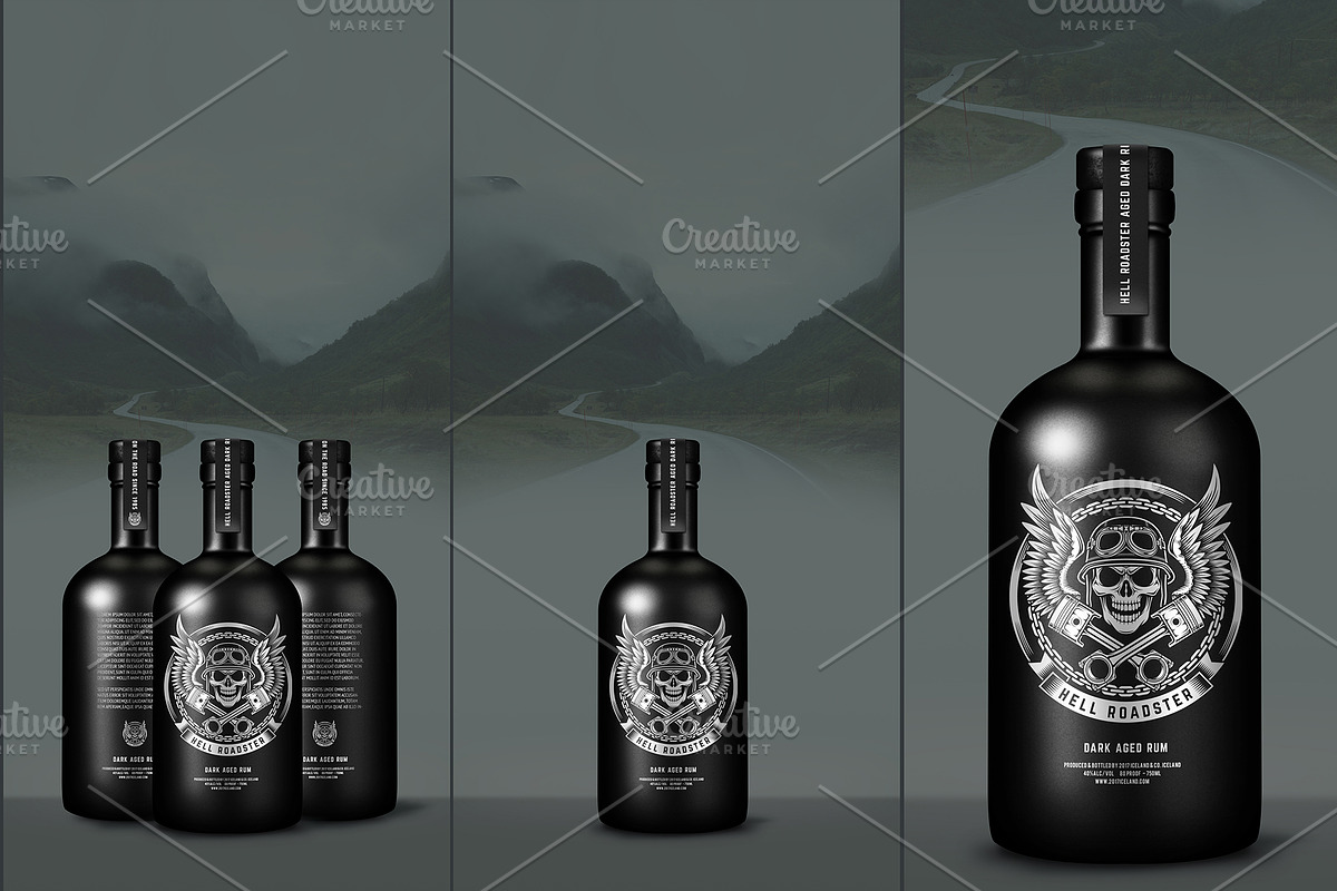 Black frosted rum bottle, a Packaging Mockup by Ana Zivick (Photo 2 of 2)