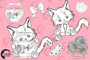 Cutey Cat Digital Stamps AMB-2655