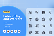 Labour Day and Workers Icon Set, an Outline Icon by Nathaya Studio (Thumbnail 1 of 2)