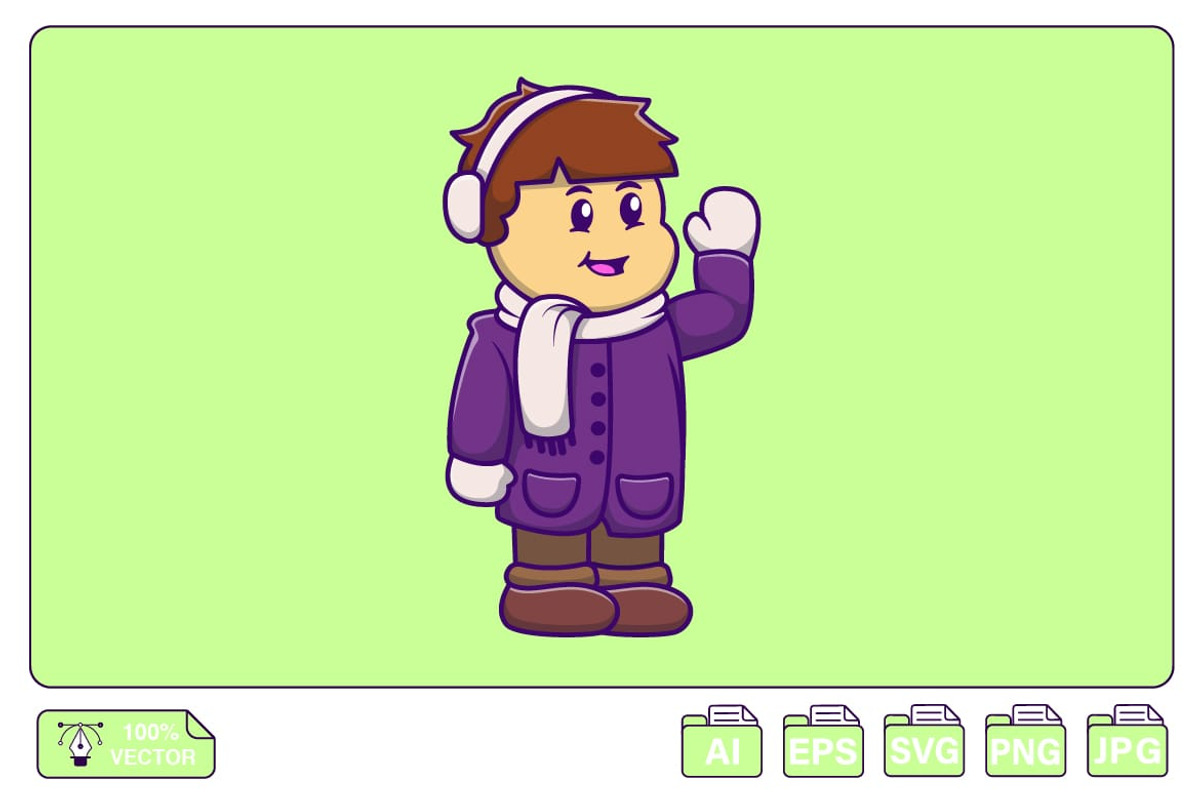 Cute Winter Boy Cartoon Vector, a Person Illustration by Artstorystudio (Photo 1 of 3)