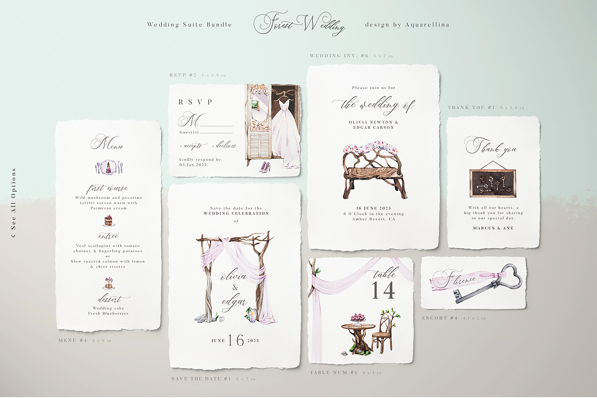 Forest Wedding Suite BUNDLE, an Invitation Template by Aquarellina (Photo 15 of 17)