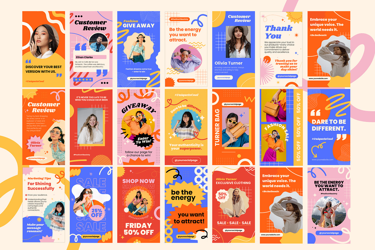 30 Bold Social Media Story Templates, a Templates & Theme by TemplateCastleStore (Photo 2 of 10)