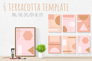 6 Geometric Abstract Terracotta Card