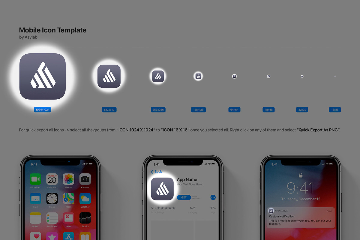 Mobile OS Icon Template Mockup - PSD