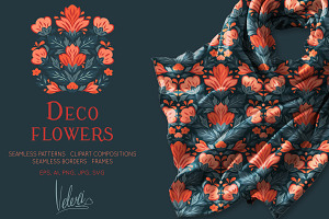 Deco flowers vector set