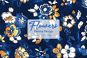 Navy and Yellow Floral Seamless, a Pattern Graphic by Gullenda (Thumbnail 1 of 6)
