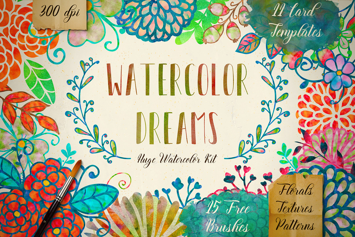 60%Off Watercolor Kit + Free Brushes, a Texture Illustration by Olya Creative (Photo 1 of 12)