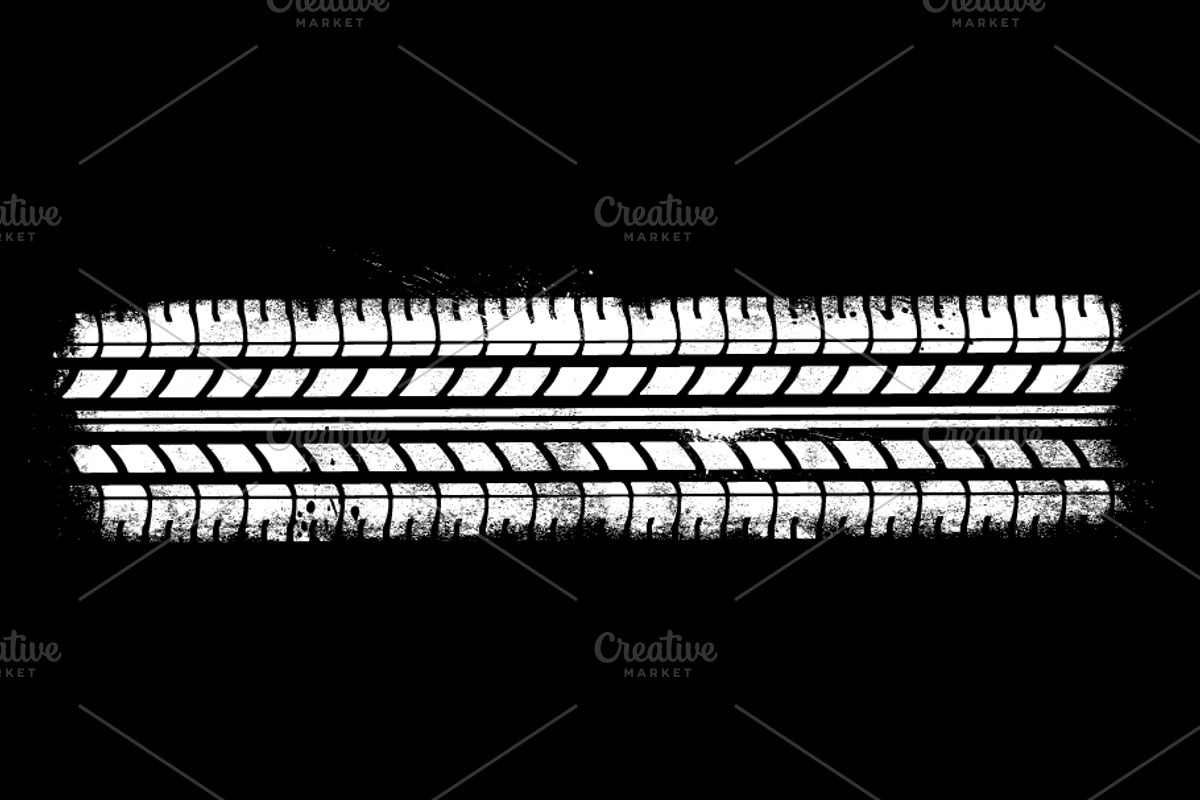 Tire Tracks With Grunge Effect, a Transportation Illustration by Black White Mouse Design (Photo 2 of 4)