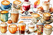 Thanksgiving Coffee Latte Clipart, an Illustration by Canvas Craft (Thumbnail 1 of 8)