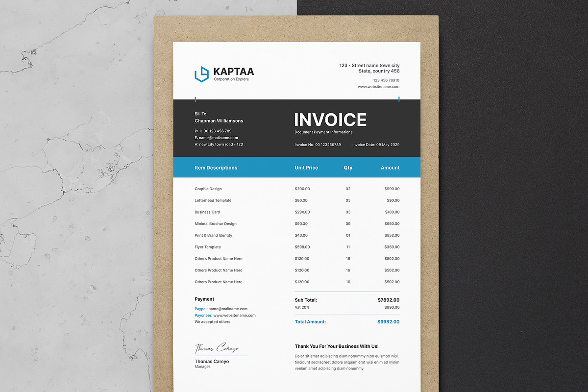 Invoice Template | Word & InDesign, a Stationery Template by HiveArts (Photo 2 of 2)