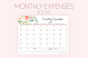 Monthly Expense Tracker PDF, a Stationery Template by EasyLifePlanners (Thumbnail 1 of 4)